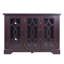 Buffet spacieux à 3 portes en verre trempé transparent avec tablette réglable, panneau de fibres à densité moyenne avec armoire de rangement en stratifié pour la salle à manger, la cuisine et le salon-129104866