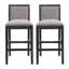 Ensemble de 2 tabourets de bar rétro avec structure en bois d'hévéa et coussin en tissu éponge parfait pour les îlots de cuisine et les salles à manger-789656512