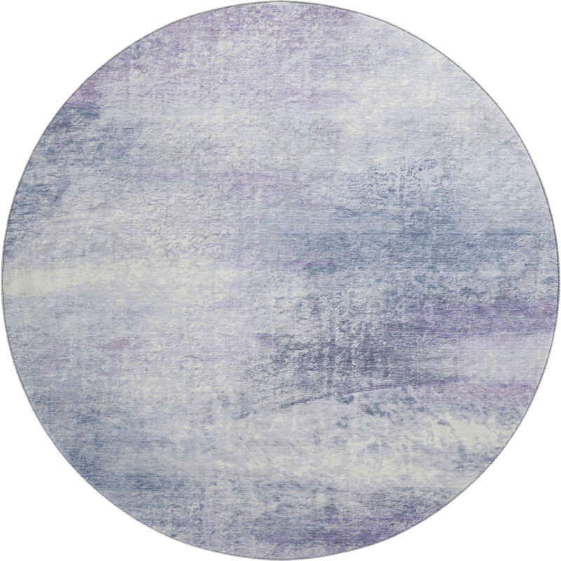 Premium Machine Washable Mayfield AMF2402 Abstract Rug, 8' Round, Lavender