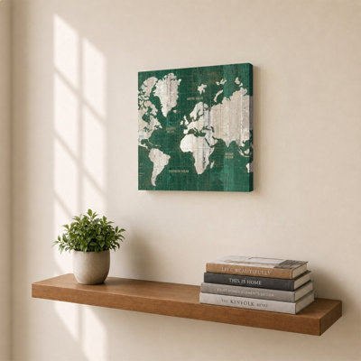 Old World Map Green by Wild Apple Portfolio - Graphic Art on Canvas