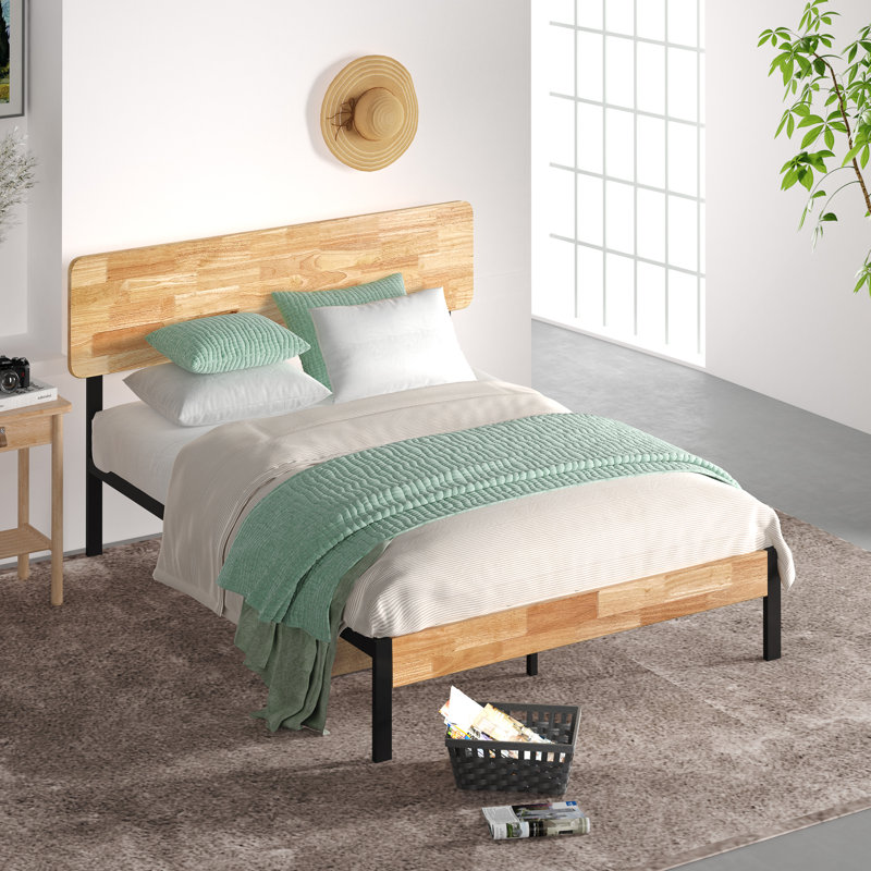 Graham Sleek Bed Frame with Solid Wood Headboard, Kingsize (5')
