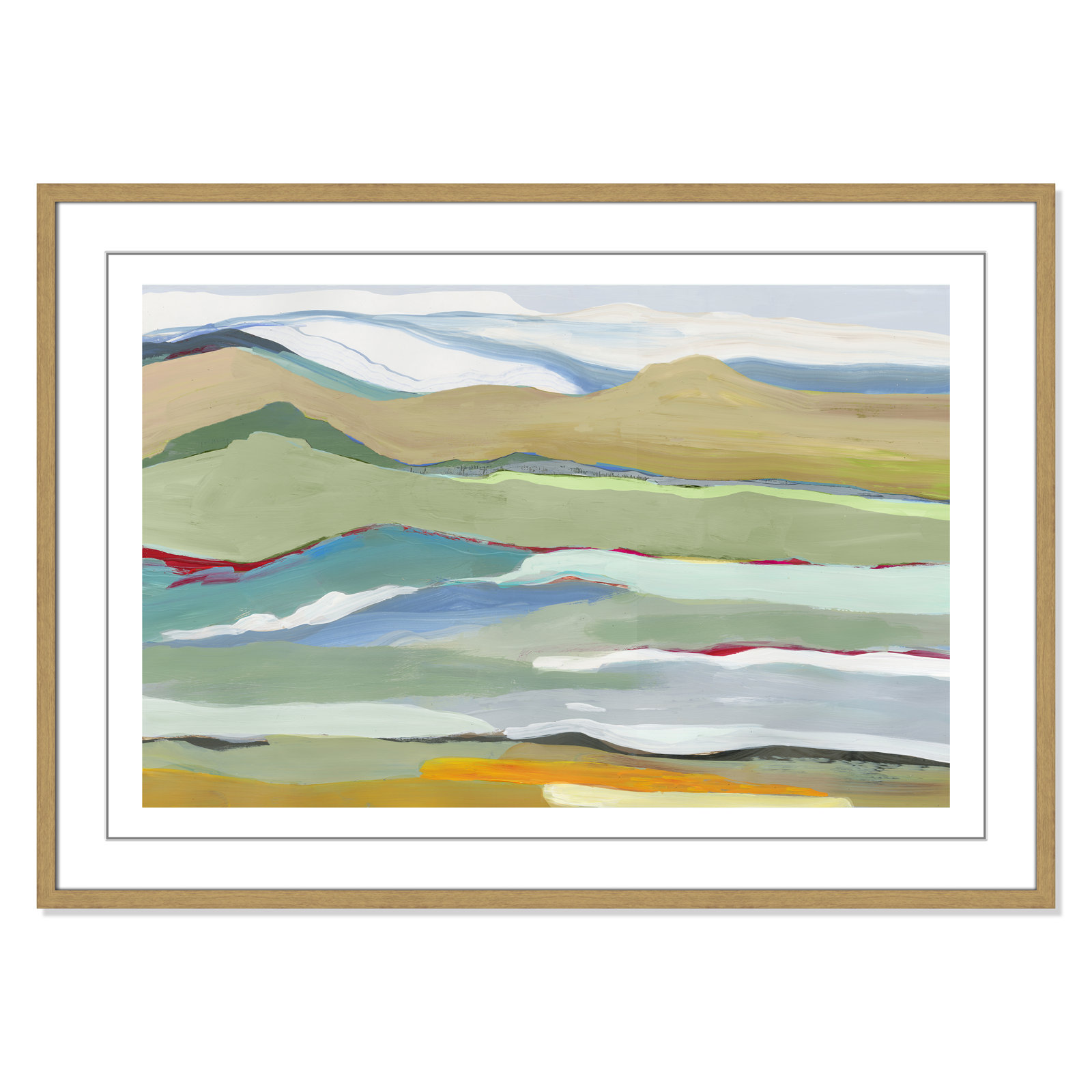 Dee "Goodbye Summer on the Hills" Painting, Natural Wood Framed, 29.5" H x 41.5" W x 0.75" D