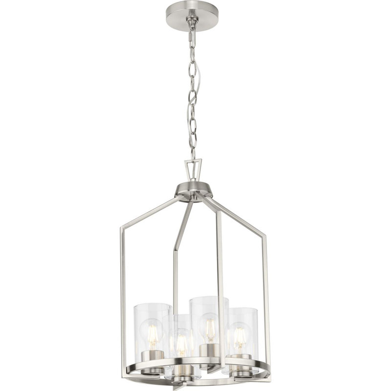 Luminaire suspendu géométrique à 4 lumières, Nickel brossé