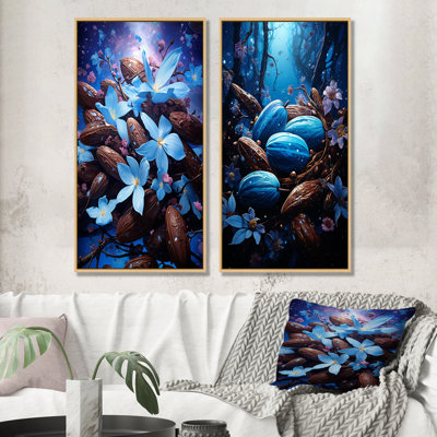 Blue Brown Cacao Cosmos - Cacao Wall Decor Set Of 2