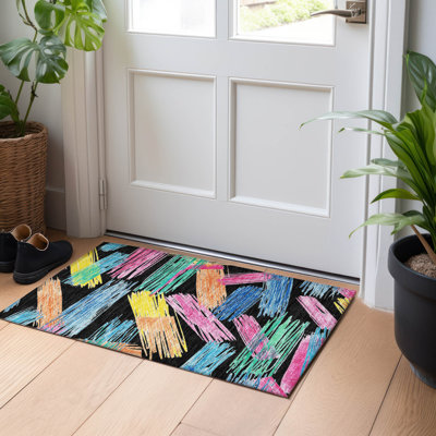 Tapis noir intérieur / extérieur lavable à la machine Cinead ACN1696