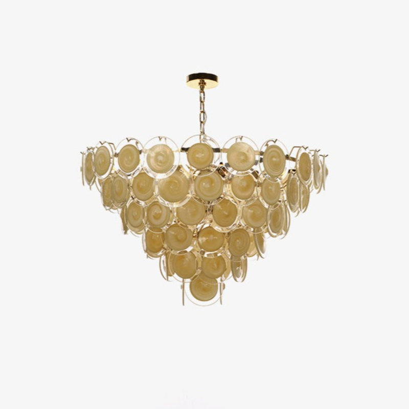 Lustre 12 lumières Portia, Nickel poli, Crème brûlée