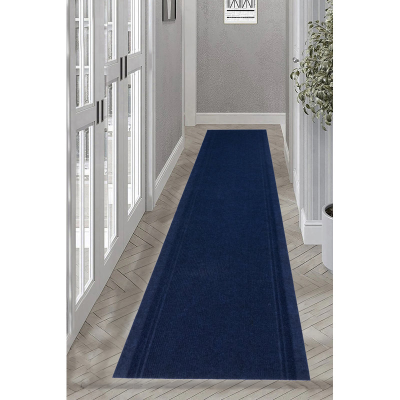 Tapis bleu marine foncé intérieur / extérieur léger et antidérapant, Tapis de couloir 3 pi x 8 pi