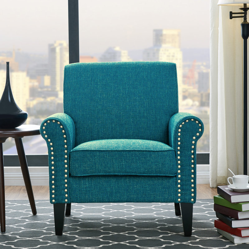 Fauteuil l 34 po Artturi, Polyester bleu / tweed bleu-vert