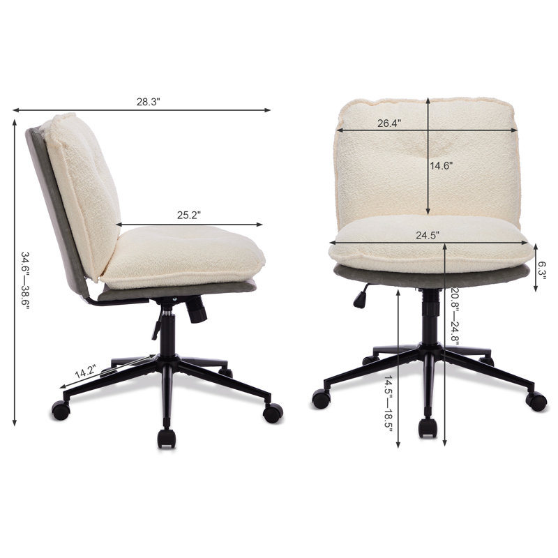 Chaise de bureau Kalianna blanche et brune, Gris