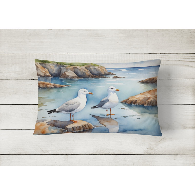 Gulls Scavenging Throw Pillow, Rectangle 12"H x 16"W