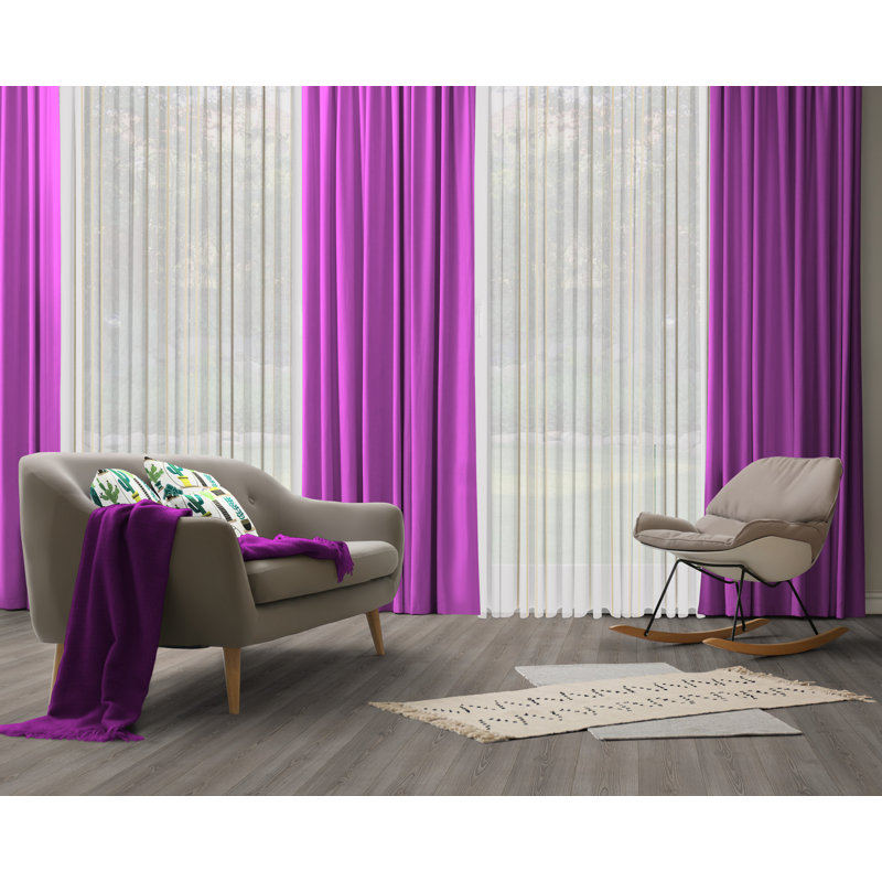 Polyester Blackout Pinch Pleat Curtain Panel, 142cm wide x 355cm high, Purple