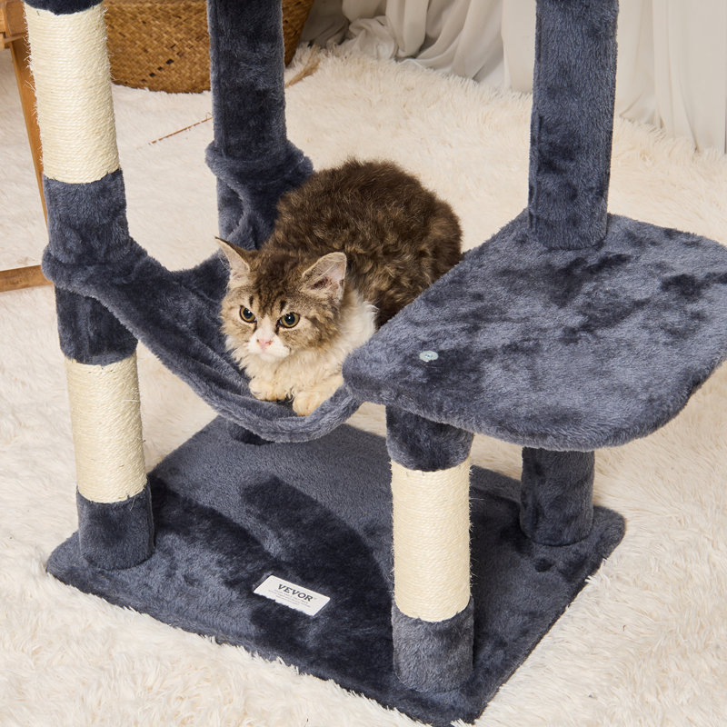 Dark Grey 60.6'' Sisal Cat Tree with Hammock and Condo