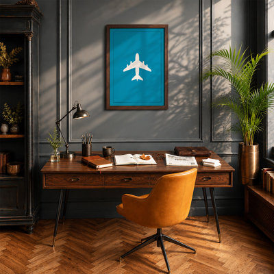 Airplane Silhouette Minimalist - Framed Print