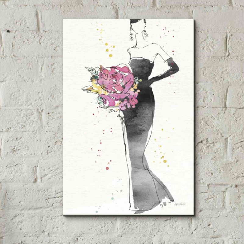 «Floral Fashion III» par Anne Tavoletti, art mural sur toile, H 18 po x l 12 po x P 0,75 po