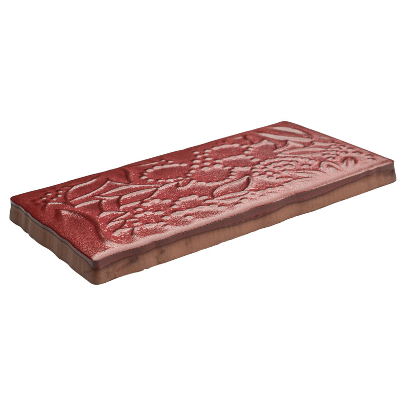 Antic Feelings 3" x 6" Ceramic Patterned Subway Tile, Feelings Red Moon