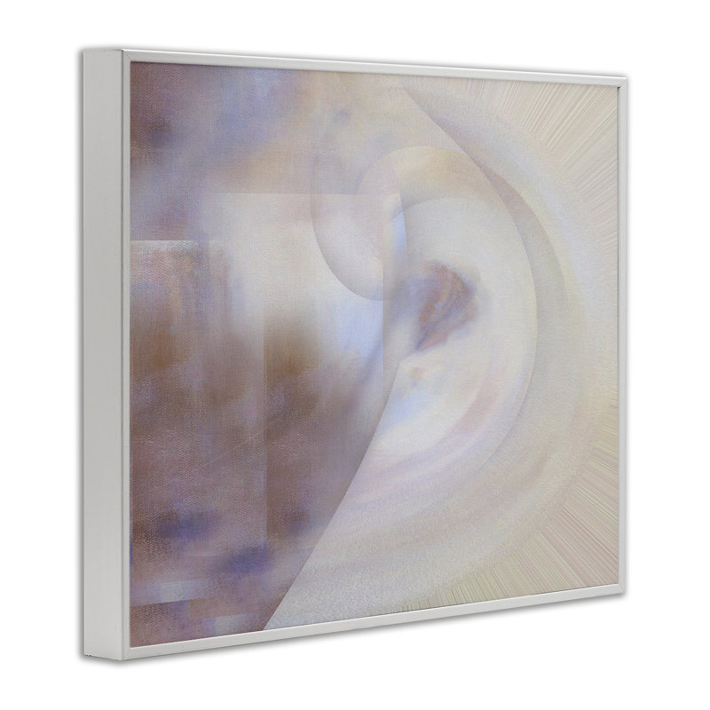 Estampe numérique abstraite beige délavé par Noah Bay, Estampe numérique encadrée blanc bord de mer, H 16 po x l 20 po