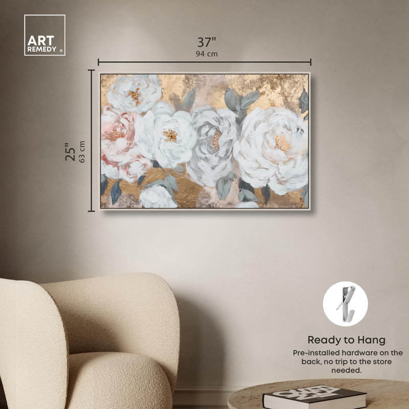 Art Remedy Flower Art Canvas, 25" H x 37" W, Silver Floater Framed