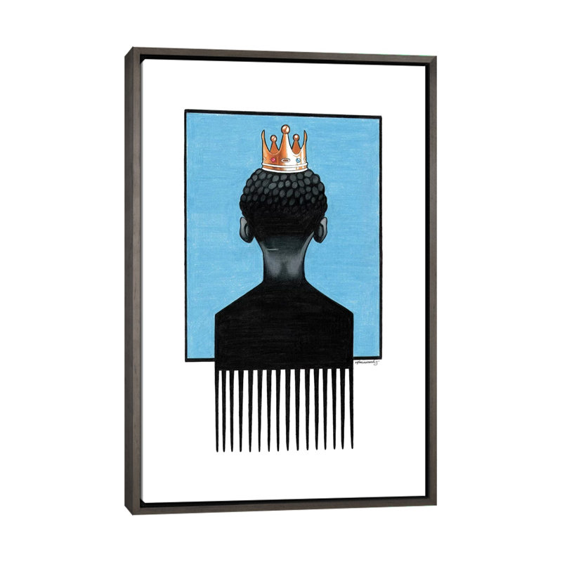 « Little Prince Afropick » par Manasseh Johnson-impression, H 40 po x l 26 po x P 1,5 po, Toile avec cadre gris, Pas de tapis