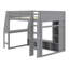Lit mezzanine en bois avec bureau, étagères à rangement multiples, DEL et portemanteau suspendu