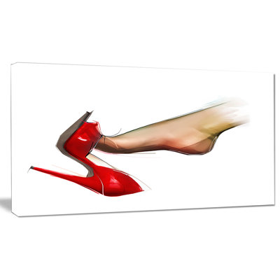 " Leg Wearing High Heel Shoe "