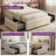 Lit simple tapissier beige avec tête de lit capitonnée, 2 tiroirs de rangement et lumières DEL-1286894439-1284277564