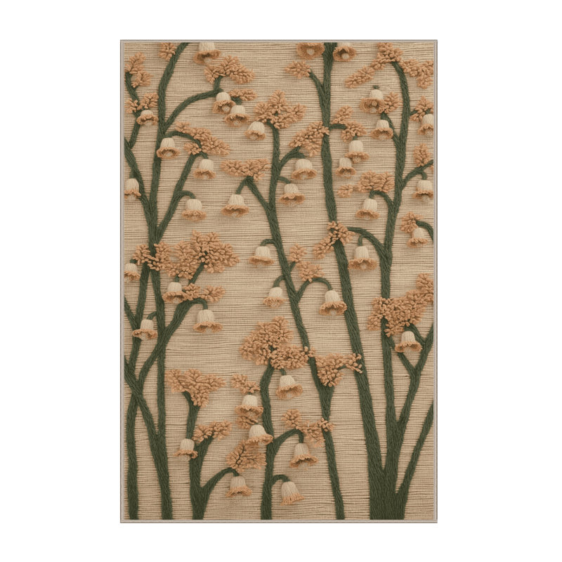 Tapis botanique brun lavable à la machine, Rectangle 2 pi x 3 pi