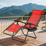 Morena Folding Zero Gravity Lounge Chair with Headrest, Footrest, and Cup Holder, Outdoor Beach Recliner for Patio and Camping