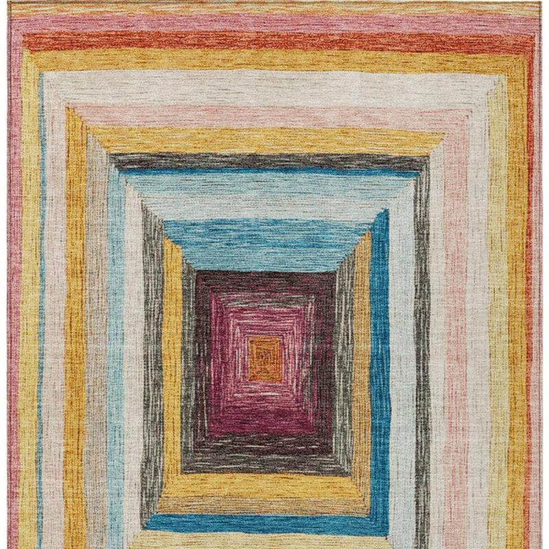 Tapis intérieur / extérieur lavable 3 pi x 5 pi rose et bleu sarcelle à motif géométrique