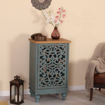 Armoire d'appoint 1 porte en bois manufacturé et massif H 31,5 po x l 18,9 po Eyler