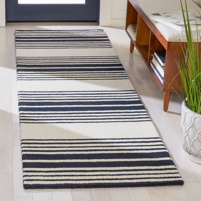 Hanchett Hand Tufted Wool And Cotton With Latex Striped Rug, Runner 2'3" x 8'