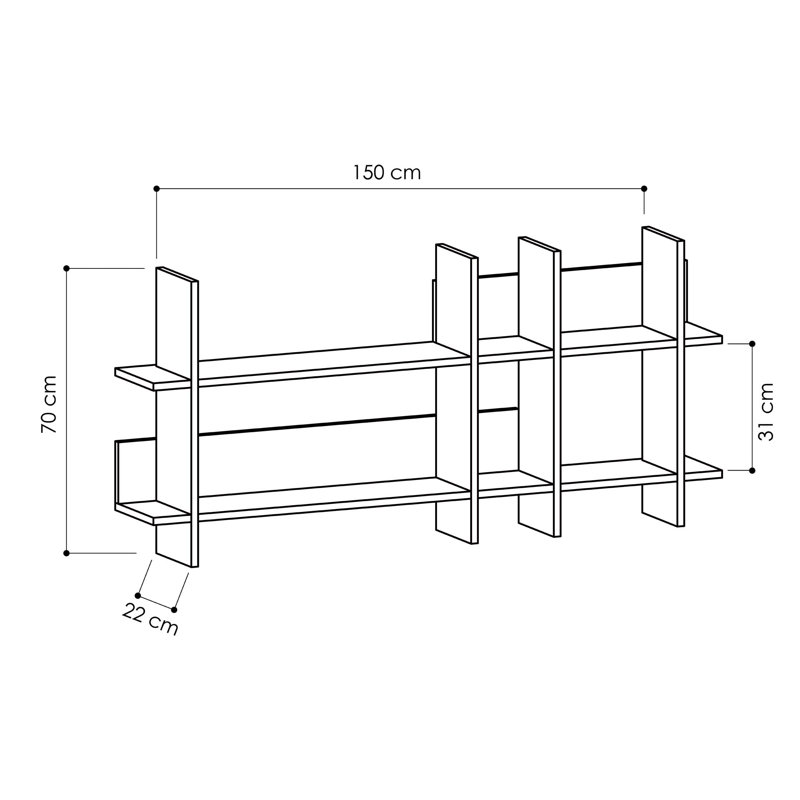 6 Piece Floating Shelf, Anthracite