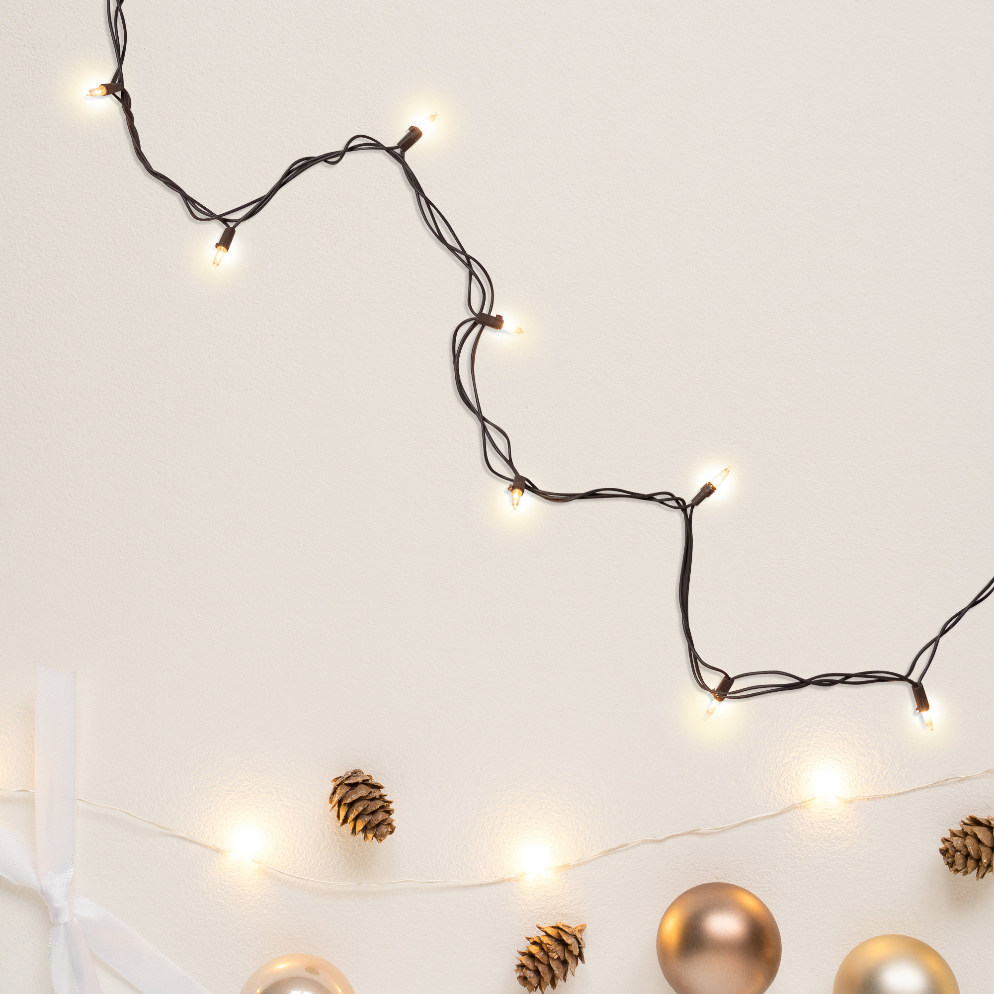 Mini Christmas String Light Set, Clear/Brown, 300, 552"
