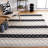 Hand Woven Wool/Cotton Geometric Rug in Ivory/Black-608435304