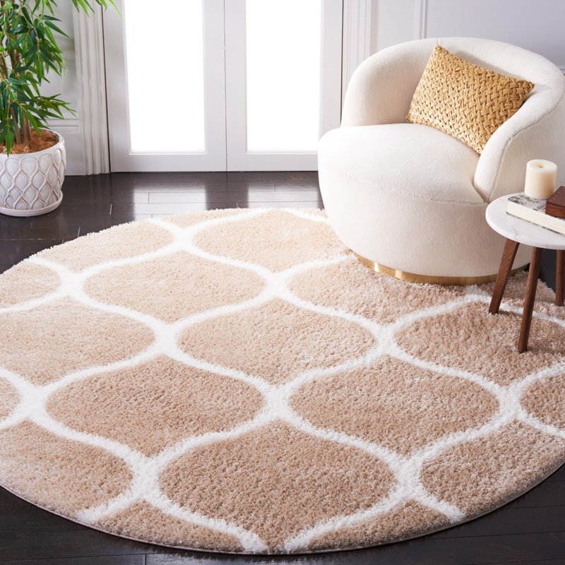 Tahoe Shag Performance Geometric Rug, Round 6'7"