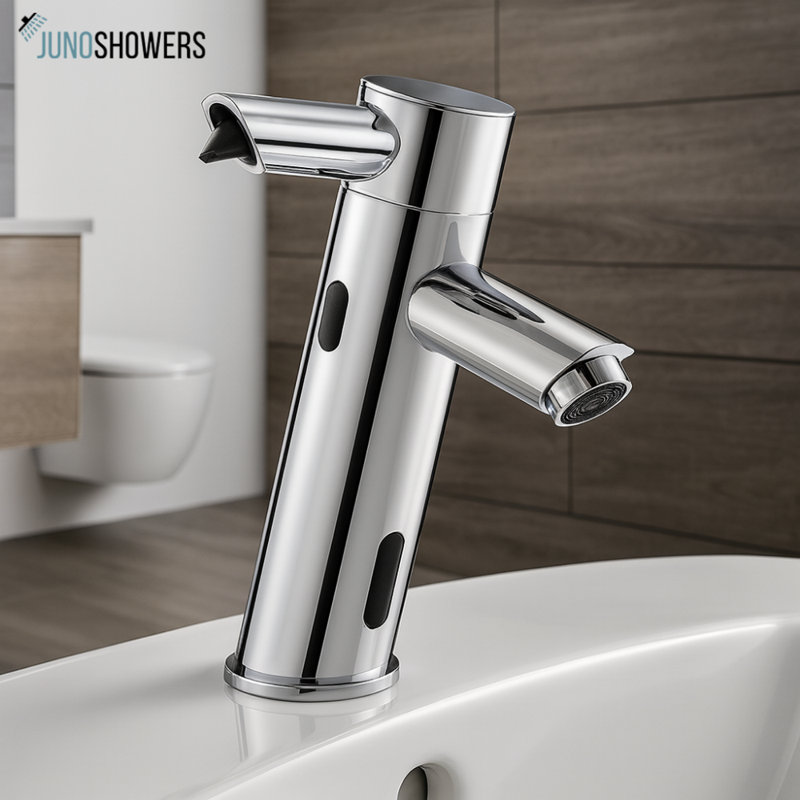 Ensemble de distributeur automatique de savon mains libres Juno Showers Duo et robinet - Activé par capteur, finition bronze huilé foncé