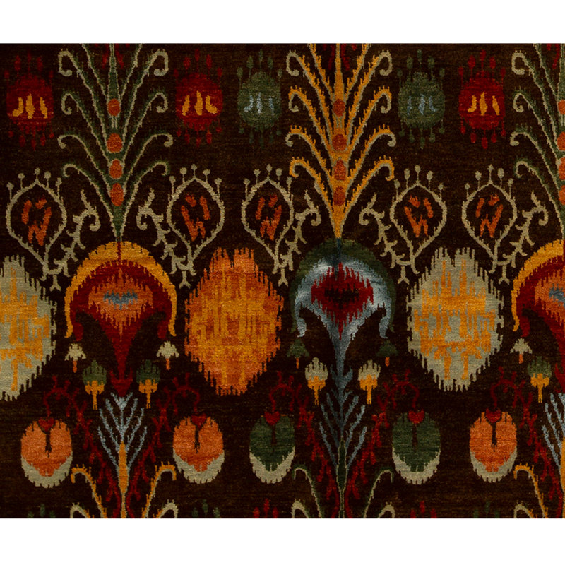 Tapis brun / rouge / orange noué à la main de haute qualité