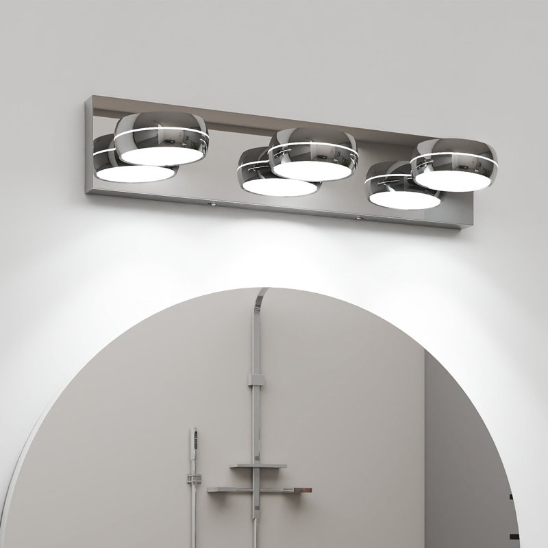 Éclairage à DEL pour meuble-lavabo à DEL, réglable, à intensité variable, chrome poli moderne, Trois lumières