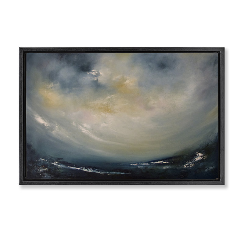  Soleil à travers les nuages orages, toile par Lydia Orange, Cadre flottant noir de jais, H 21 po x l 31 po