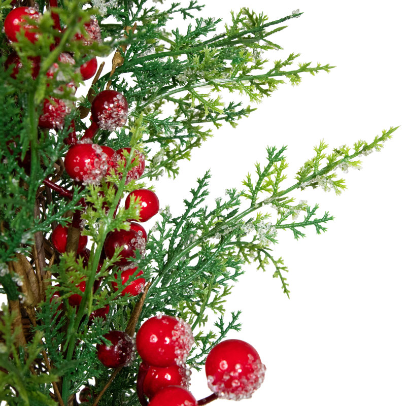 Arbre de Noël artificiel pin glacé avec baies 27 po