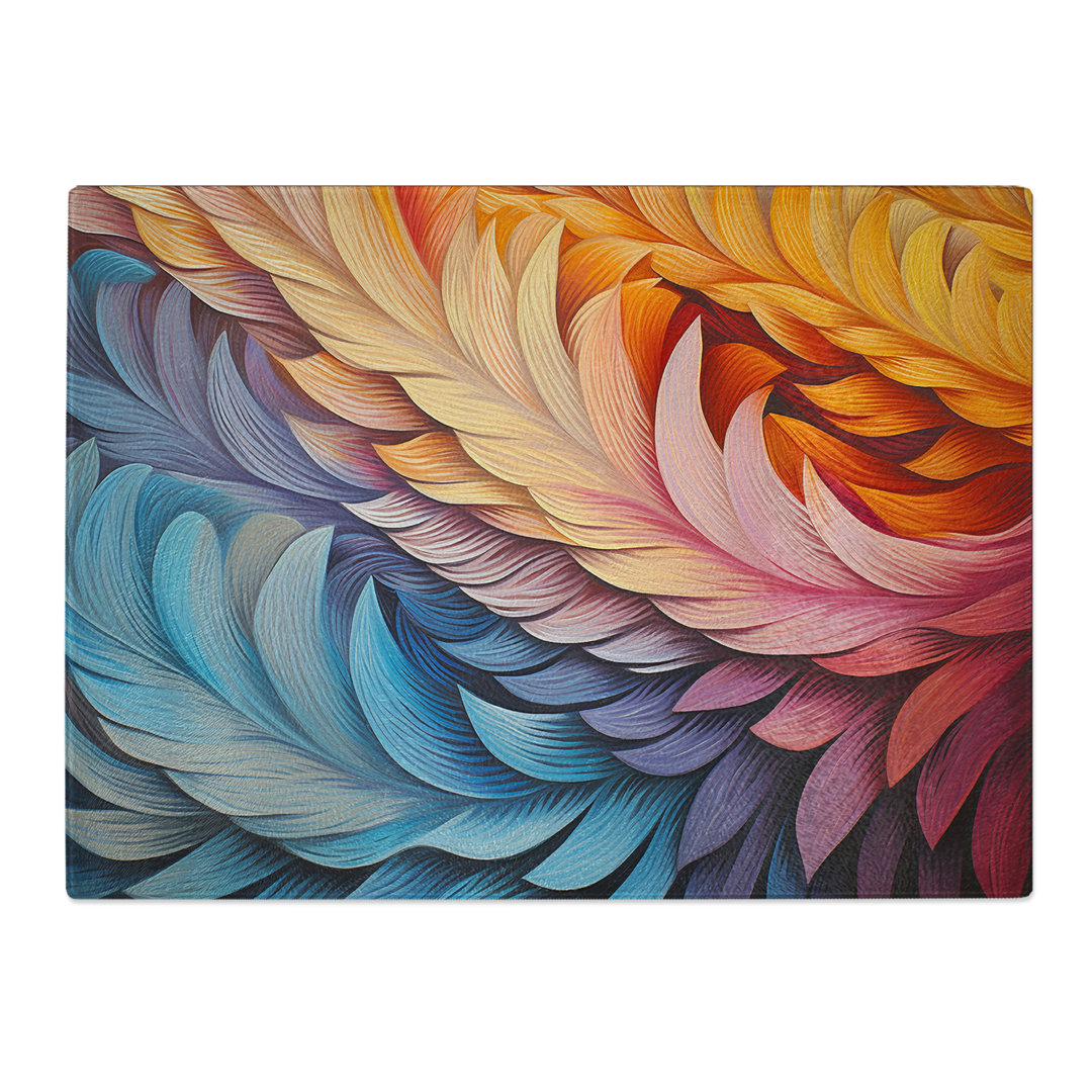 Feather Op Art  Glass Chopping Board