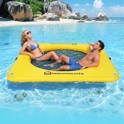 Water Hammock Inflatable Round Floating Ring, Lake Floats Raft Island Inflatable Dock Platform for Adults Pool River Beach Party