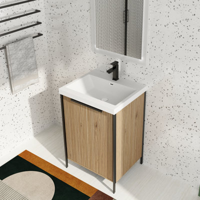 24'' Freestanding Single Bathroom Vanity With Resin Vanity Top