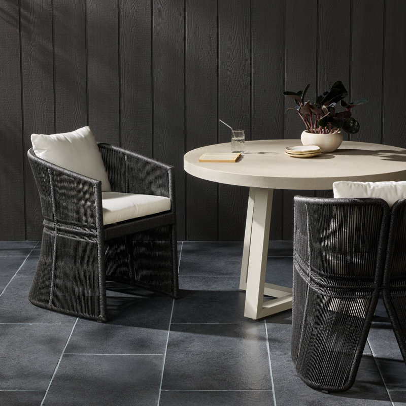 MONDIRA Outdoor Dining Armchair, Faux Black Hyacinth