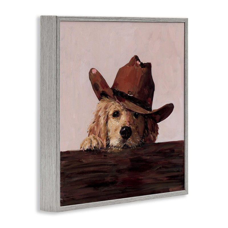 Peeking Cowboy Dog, estampe numérique, design par Studio Bautista, H 12 po x l 12 po, Estampe numérique Farmhouse