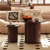 Wooden  Nesting Of Coffee Table With Metal Frame, Set Of 2 Spacious Top Coffee Table Sets With Hidden Storage Space