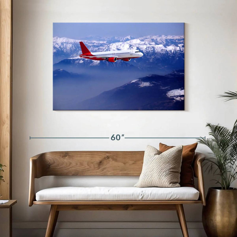 Mehar Airplane Over Snowy Mountain, 30" H x 45" W