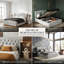UK & EU Sizes Velvet Ottoman Bed Frame with Hydraulic Gas Lift Storage, Diamond Tufted Wave Wingback Upholstered Platform Bed with Nailhead Trim, Grey/Beige-1009598059-1009598062