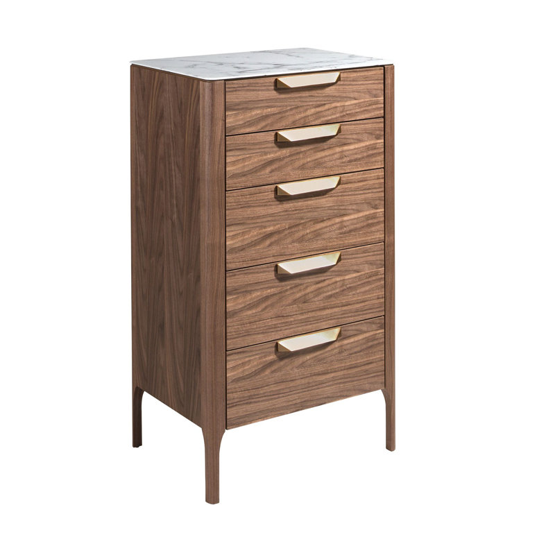 Walnut chiffonier with marble-look top