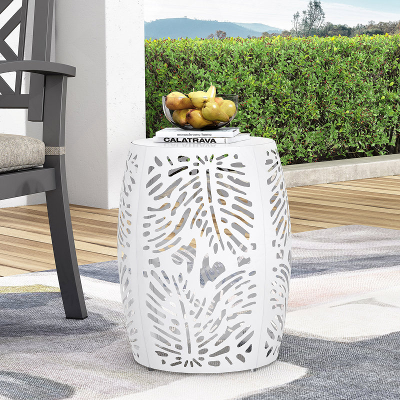 Metal End Table -Large, White