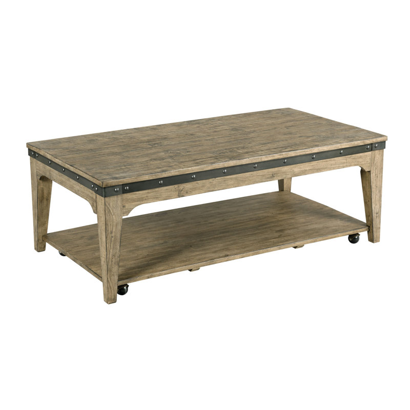 Table basse 4 pieds en bois massif avec rangement Antietam